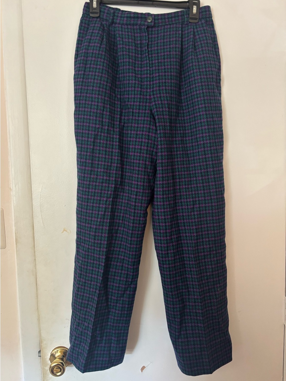 Pendleton Wool Green & Purple Houndstooth Trousers